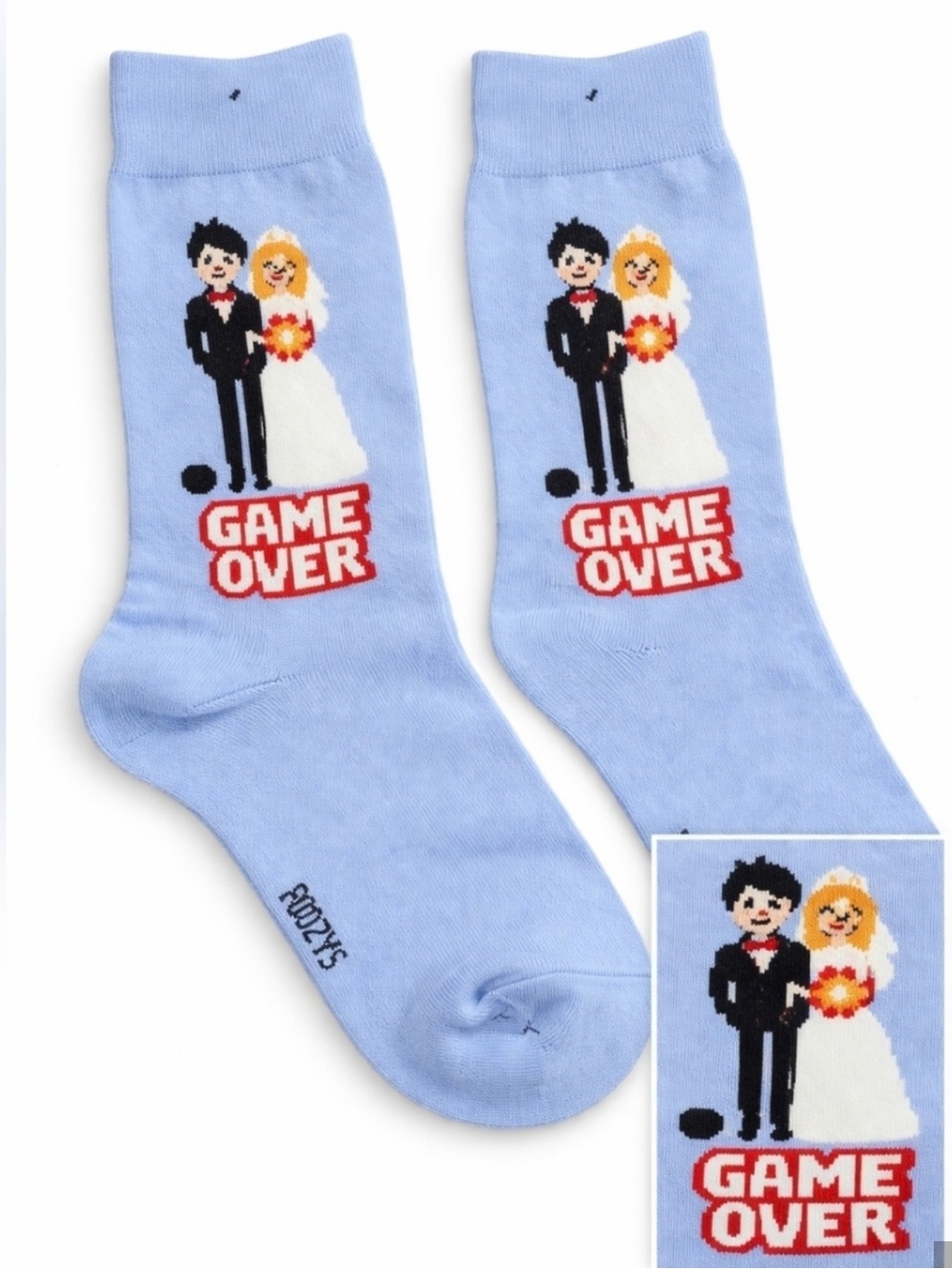 Foozys Game Over Wedding Groom Gift Crew Socks - NWT